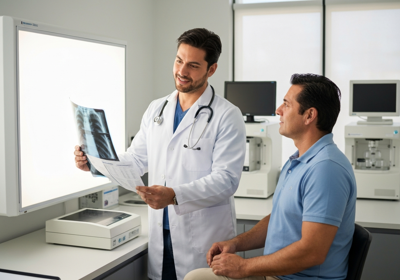 Médico realizando un chequeo preventivo a un paciente en Centro Médico SEMSA